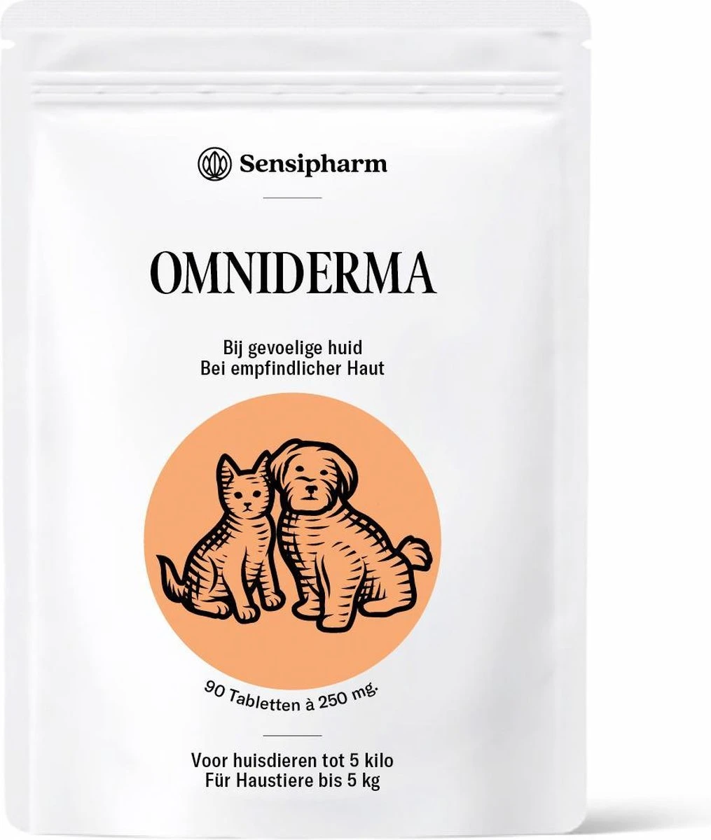 Sensipharm Omniderma Voor Kat, Hondje, Cavia, Konijn - Voedingssupplement Voor Huid En Vacht, Bij Jeuk, Eczeem & Hotspot - 90 Tabletten à 250 Mg 2 Sensipharm Omniderma Voor Kat, Hondje, Cavia, Konijn - Voedingssupplement Voor Huid En Vacht, Bij Jeuk, Eczeem & Hotspot - 90 Tabletten à 250 Mg
