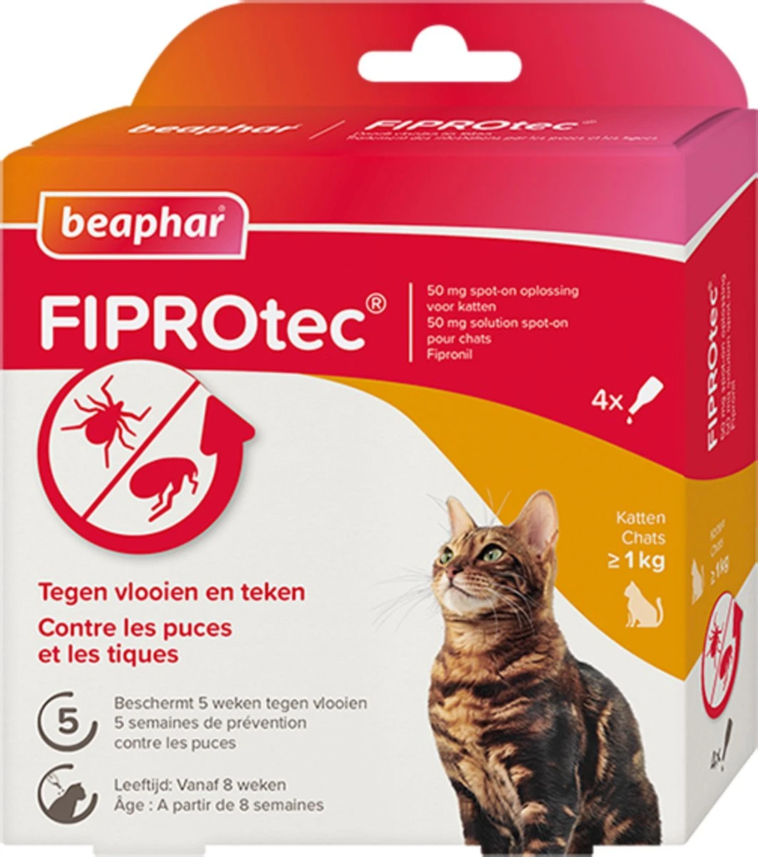 Beaphar Fiprotec Kat - Vlooienbestrijding - >1 Kg - 4 Pipetten 7 Beaphar Fiprotec Kat - Vlooienbestrijding - >1 Kg - 4 Pipetten - Afbeelding 5