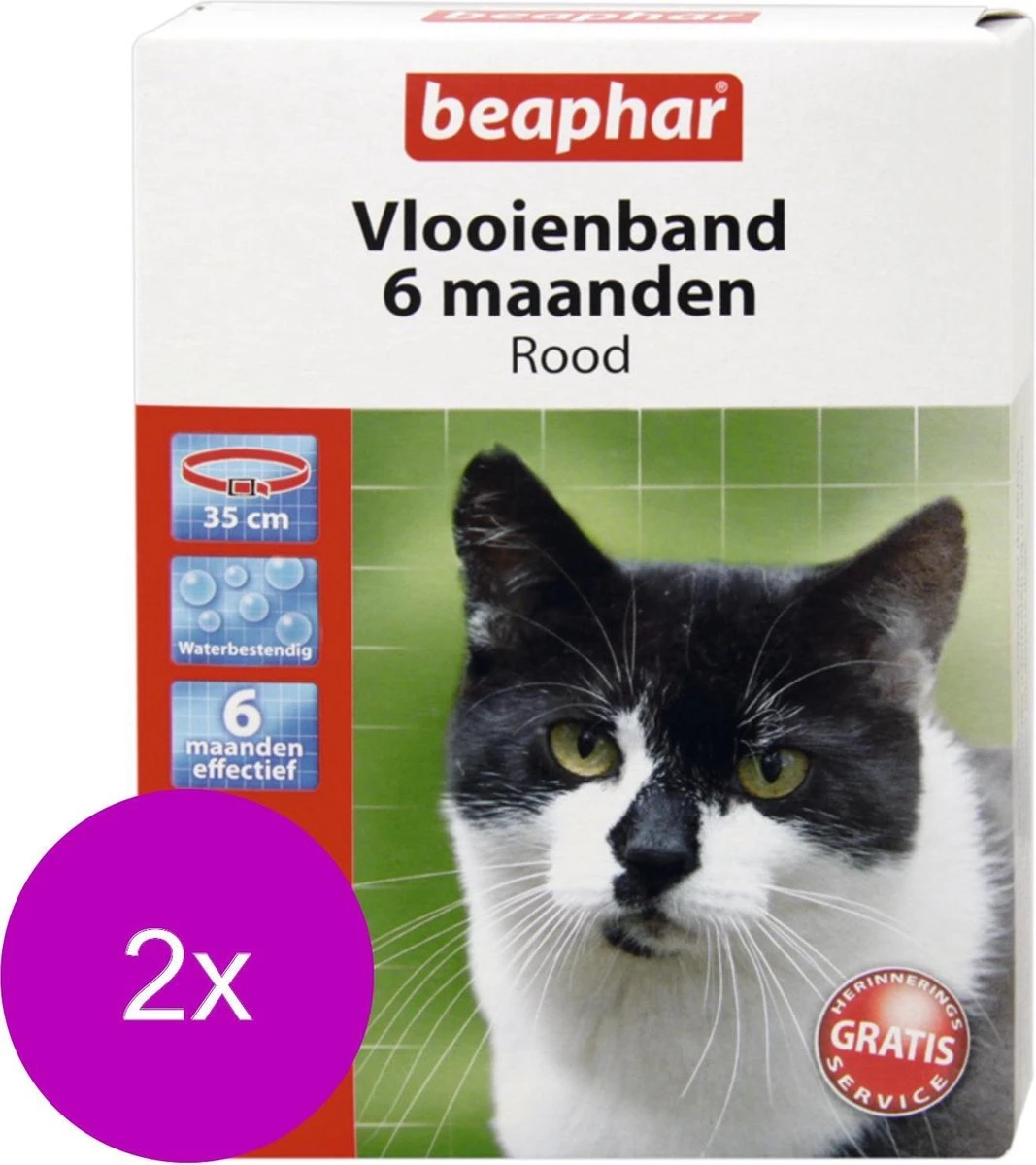 Beaphar Vlooienband 6 Maanden Kat 35 Cm - Anti Vlooienmiddel - 2 X Rood 3 Beaphar Vlooienband 6 Maanden Kat 35 Cm - Anti Vlooienmiddel - 2 X Rood