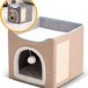 MIRO Katten Huis - Kattenhuizen - Kattenhok - Kattenmand - Dierenhuis - Opvouwbaar - Met Krabmat - Abrikoos 2 MIRO Katten Huis - Kattenhuizen - Kattenhok - Kattenmand - Dierenhuis - Opvouwbaar - Met Krabmat - Abrikoos -Kattenproducten 1079x1200 1