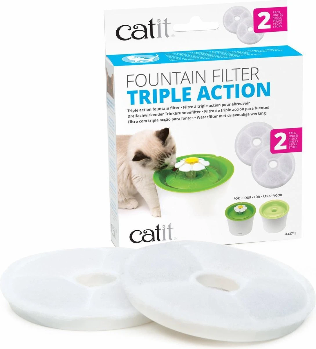 Catit Filters Triple Action 2 Pack - Kanttendrinkbak - 4 X 14.5 X 17.5 Cm Wit 6 Catit Filters Triple Action 2 Pack - Kanttendrinkbak - 4 X 14.5 X 17.5 Cm Wit - Afbeelding 4