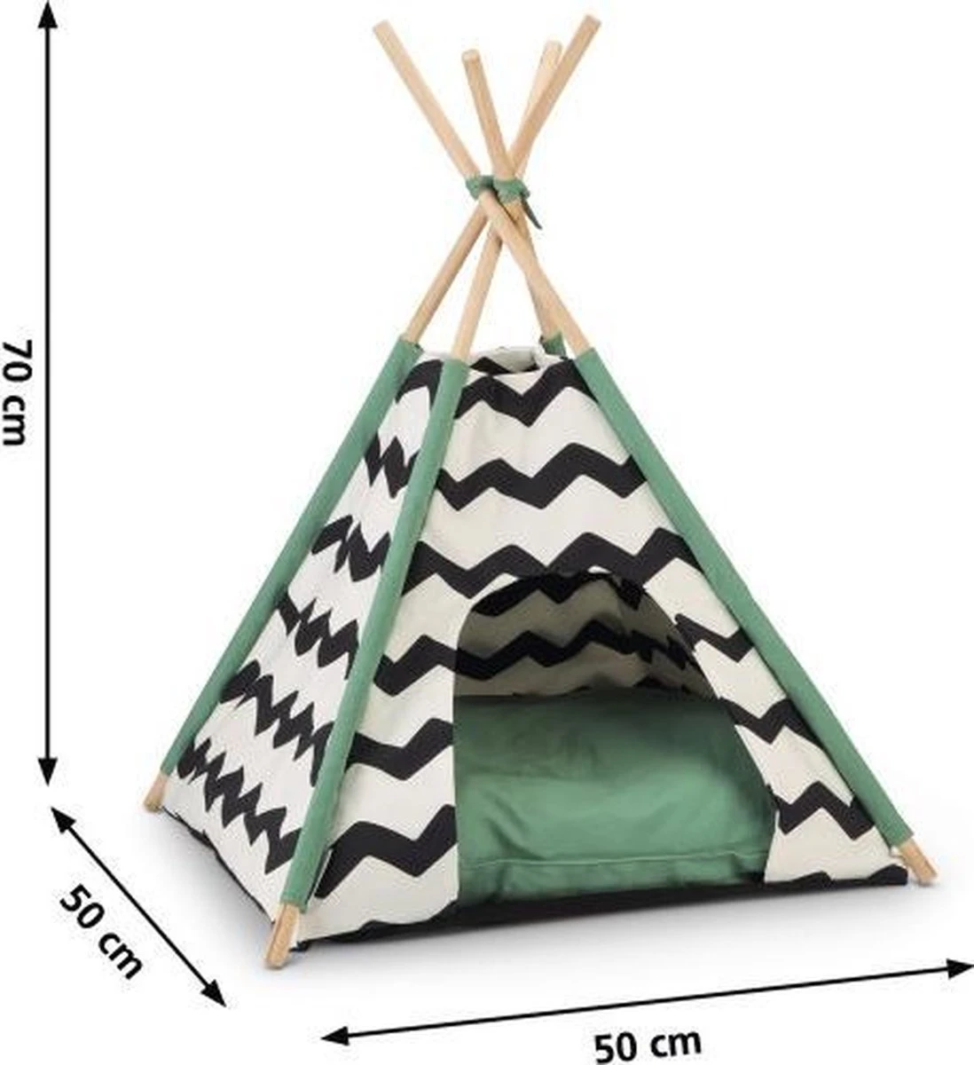 Beeztees Kioni Tipi Tent - Kattenhuis - Zwart/Wit - 50x50x70 Cm 4 Beeztees Kioni Tipi Tent - Kattenhuis - Zwart/Wit - 50x50x70 Cm - Afbeelding 2