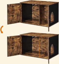 Meubelexpert Kattenhuis Voor Kattenbak - Met Deuren - Vintage - Bruinzwart - PCL002X02 -Kattenproducten 1110x1200 2