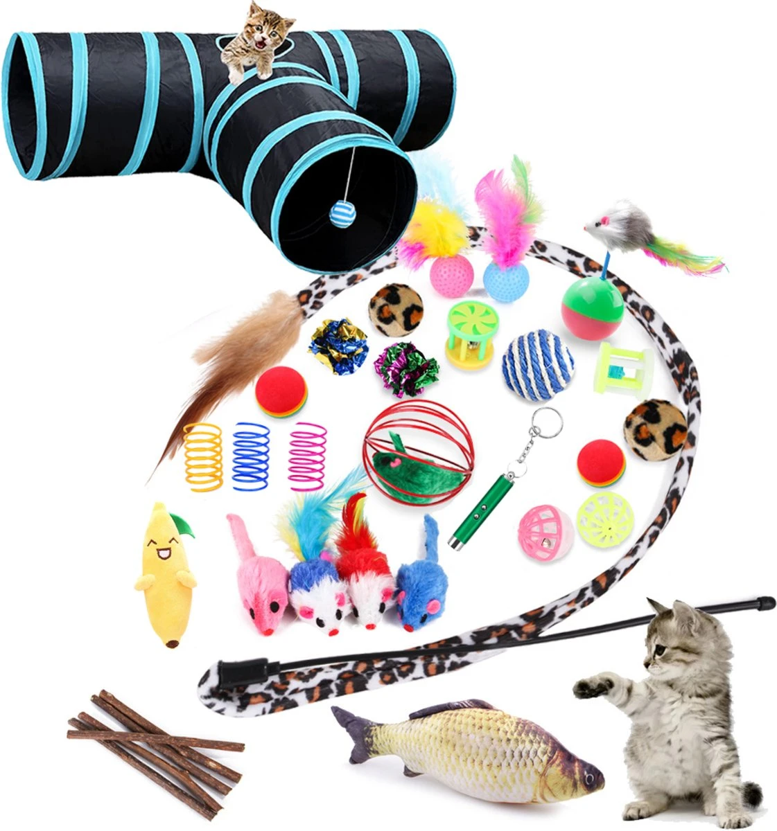 Filo Kattenspeelgoed Set 30 Stuks - Kattenspeeltje Kattentunnel - Kattenhengel - Kattenveertjes - Vis Met Kattenkruid - Kattenspeeltjes Intelligentie Kitten - Interactief Speelgoed Katten - Poezen Speeltjes 3 Filo Kattenspeelgoed Set 30 Stuks - Kattenspeeltje Kattentunnel - Kattenhengel - Kattenveertjes - Vis Met Kattenkruid - Kattenspeeltjes Intelligentie Kitten - Interactief Speelgoed Katten - Poezen Speeltjes