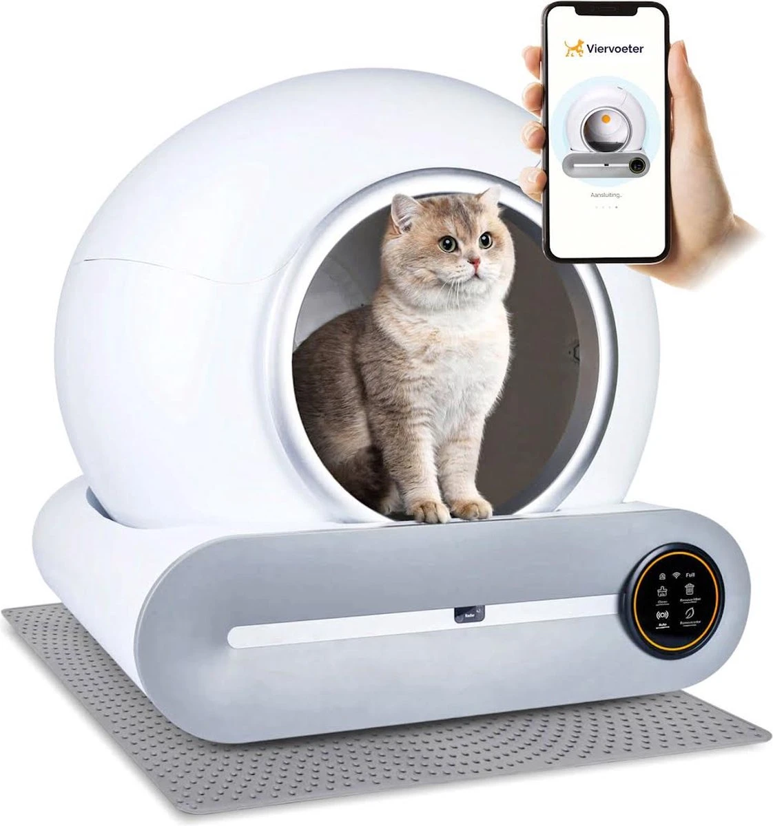 Viervoeter™ Kattenbak Zelfreinigend – Automatische Kattenbak – Zelfreinigende Kattenbak – Anti-geur – 53x58x55cm – Bedienen Via App – 65 Liter 2 Viervoeter™ Kattenbak Zelfreinigend – Automatische Kattenbak – Zelfreinigende Kattenbak – Anti-geur – 53x58x55cm – Bedienen Via App – 65 Liter