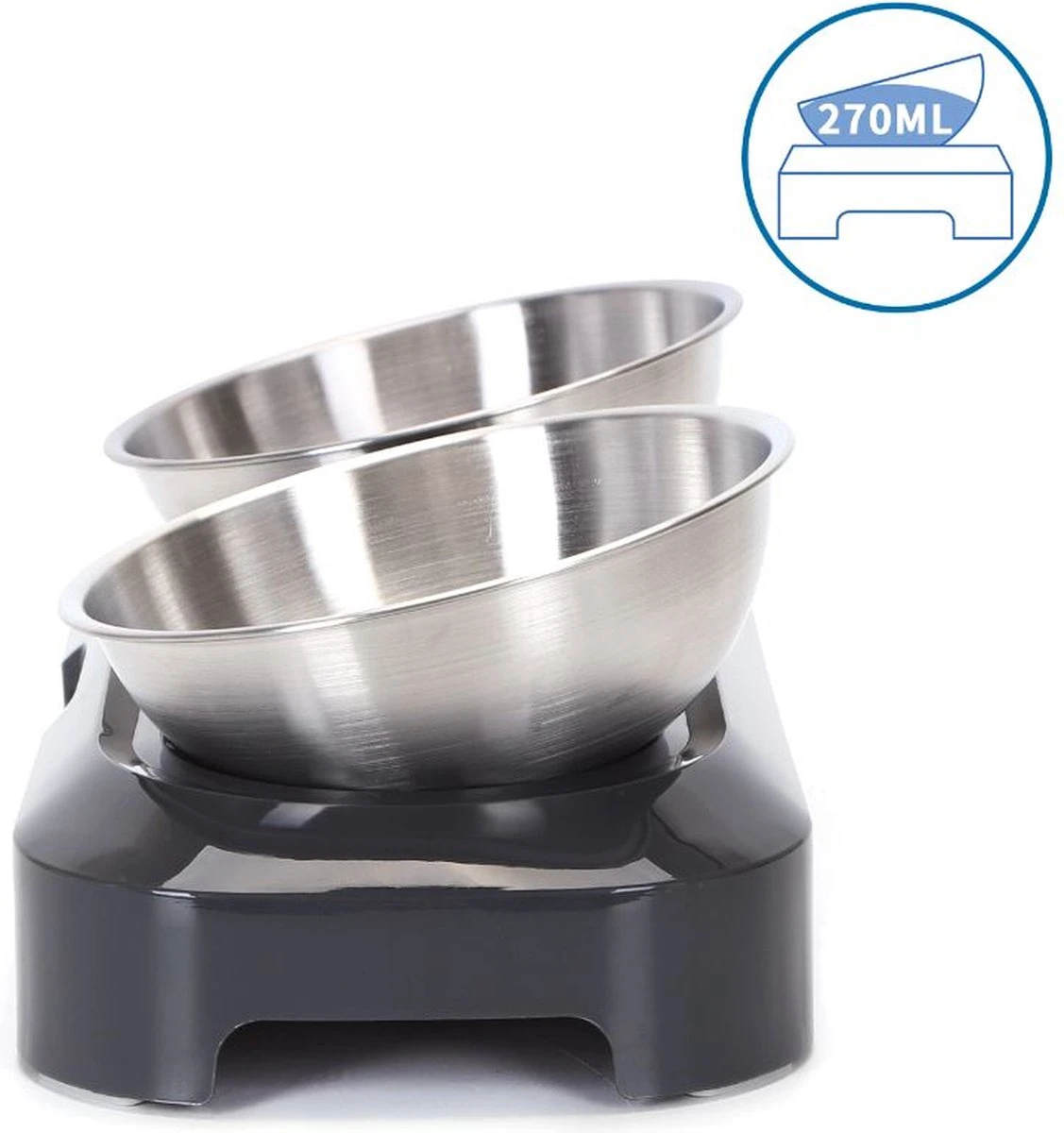 Nobleza Katten Voerbakjes - Ergonomische Dubbele Voerbak - Anti Braak Voerbak Voor Katten - Zwart - Dubbel - RVS 13 Nobleza Katten Voerbakjes - Ergonomische Dubbele Voerbak - Anti Braak Voerbak Voor Katten - Zwart - Dubbel - RVS - Afbeelding 11