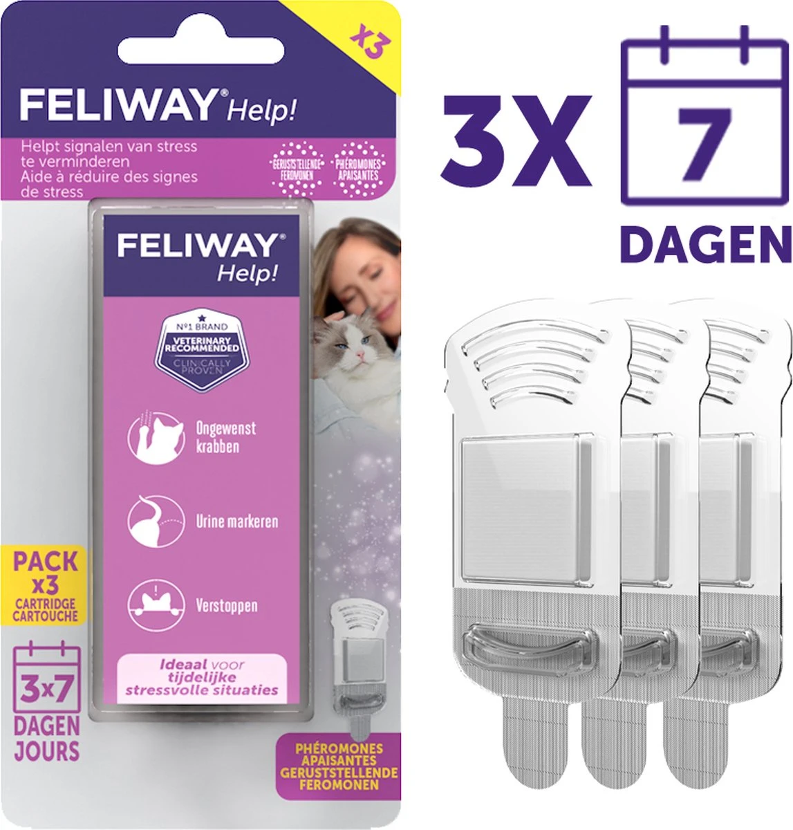 Feliway Help! Navulling 3x 48 Ml - 3x 7 Dagen - Kat - Tijdelijke Spannende Situaties Voor Je Kat 4 Feliway Help! Navulling 3x 48 Ml - 3x 7 Dagen - Kat - Tijdelijke Spannende Situaties Voor Je Kat - Afbeelding 2