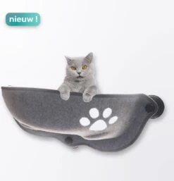 Kattenhangmat - Voor Aan Het Raam - Kom Vorm - Kattenmand - Raam - Hangmat Kat - Dieren - Kattenbed - Kattenmand - Slaapplek - Ligplaats - Grijs