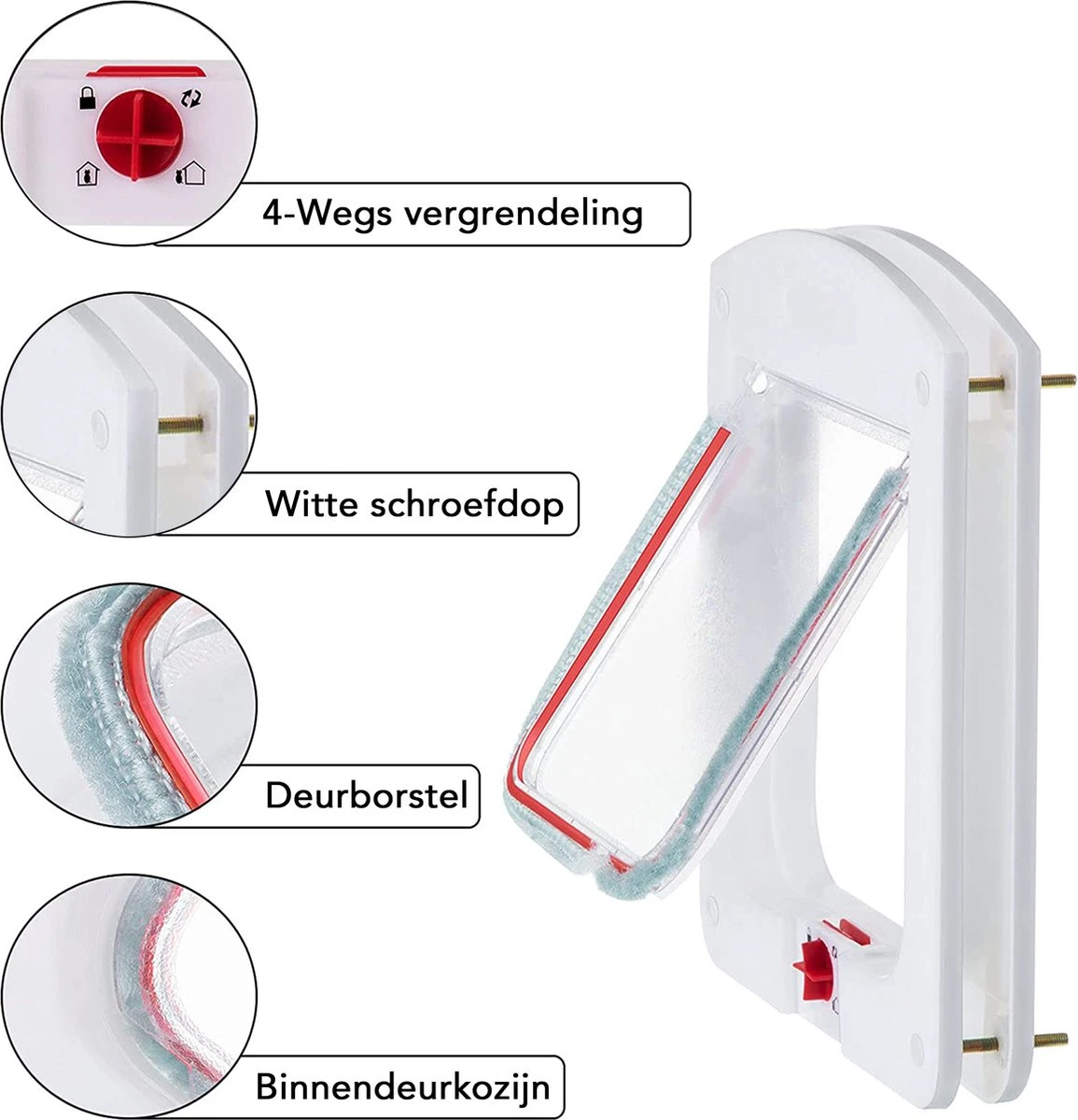 DOWO® - Kattenklep - Kattenluik - Kattenluikje - 4-weg Huisdierklep, Eenvoudige Installatie Kattendeur Huisdierendeur Aan De Muur, Houten Deur, Upvc Binnendeur, Baksteenwanden, Houten Deuren (M - Buitenmaat 20x22 Cm) 8 DOWO® - Kattenklep - Kattenluik - Kattenluikje - 4-weg Huisdierklep, Eenvoudige Installatie Kattendeur Huisdierendeur Aan De Muur, Houten Deur, Upvc Binnendeur, Baksteenwanden, Houten Deuren (M - Buitenmaat 20x22 Cm) - Afbeelding 6
