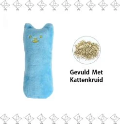 Merkloos EPIN | Kattenkruid Knuffeldier | Katten Speelgoed | Catnip | Kattenspeelgoed | BLAUW