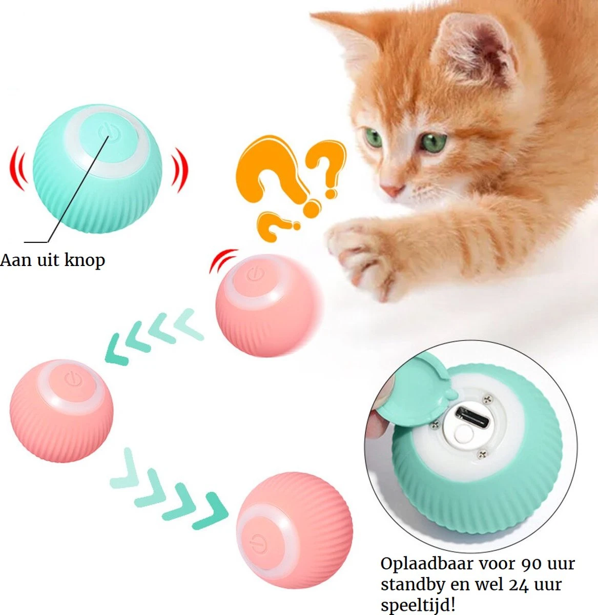 Otiume Slimme Katten Speeltje - Interactieve Zelf Rollende Bal Voor Katten - Kattenspeeltjes - USB Oplaadbaar- Turquoise 5 Otiume Slimme Katten Speeltje - Interactieve Zelf Rollende Bal Voor Katten - Kattenspeeltjes - USB Oplaadbaar- Turquoise - Afbeelding 3