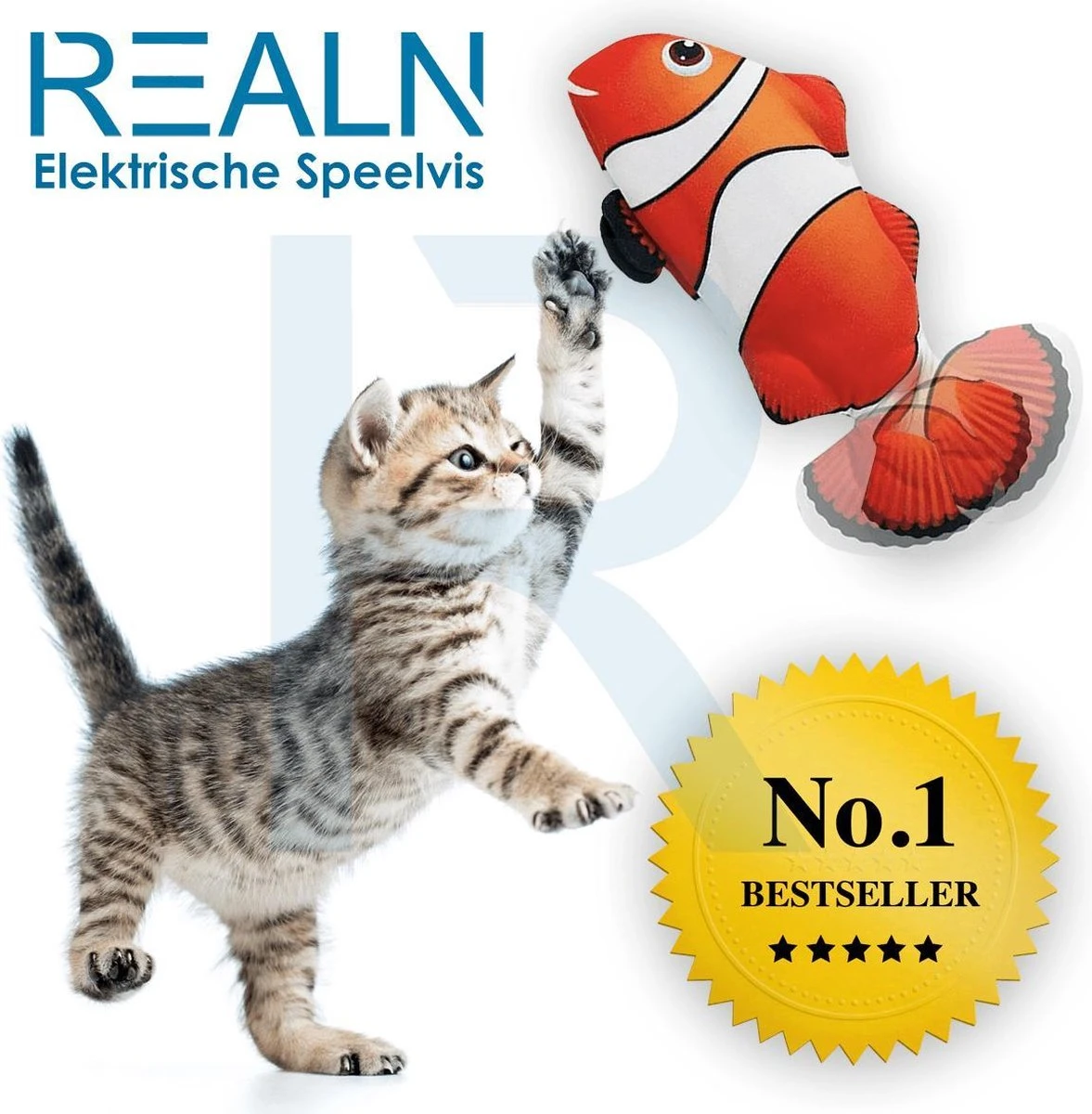 RealN Elektrische Speelvis Clownvis Inclusief Catnip Zakje – Kattenspeeltjes - Kattenspeelgoed – Krachtige Batterij – Bewegende Vis – Leukste Kattenspeeltje Goudvis – Kat Actiever Maken – 30 Cm – Speelvis Katten – Wasbaar – Oplaadbaar – Blauw/Wit 3 RealN Elektrische Speelvis Clownvis Inclusief Catnip Zakje – Kattenspeeltjes - Kattenspeelgoed – Krachtige Batterij – Bewegende Vis – Leukste Kattenspeeltje Goudvis – Kat Actiever Maken – 30 Cm – Speelvis Katten – Wasbaar – Oplaadbaar – Blauw/Wit