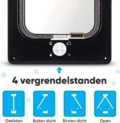 BFreshPets Kattenluik + Massageborstel - Met Tunnel - 4 Vergrendelingsstanden - Weersbestendig - Maat L - Zwart - 27 X 24 Cm -Kattenproducten 1177x1200