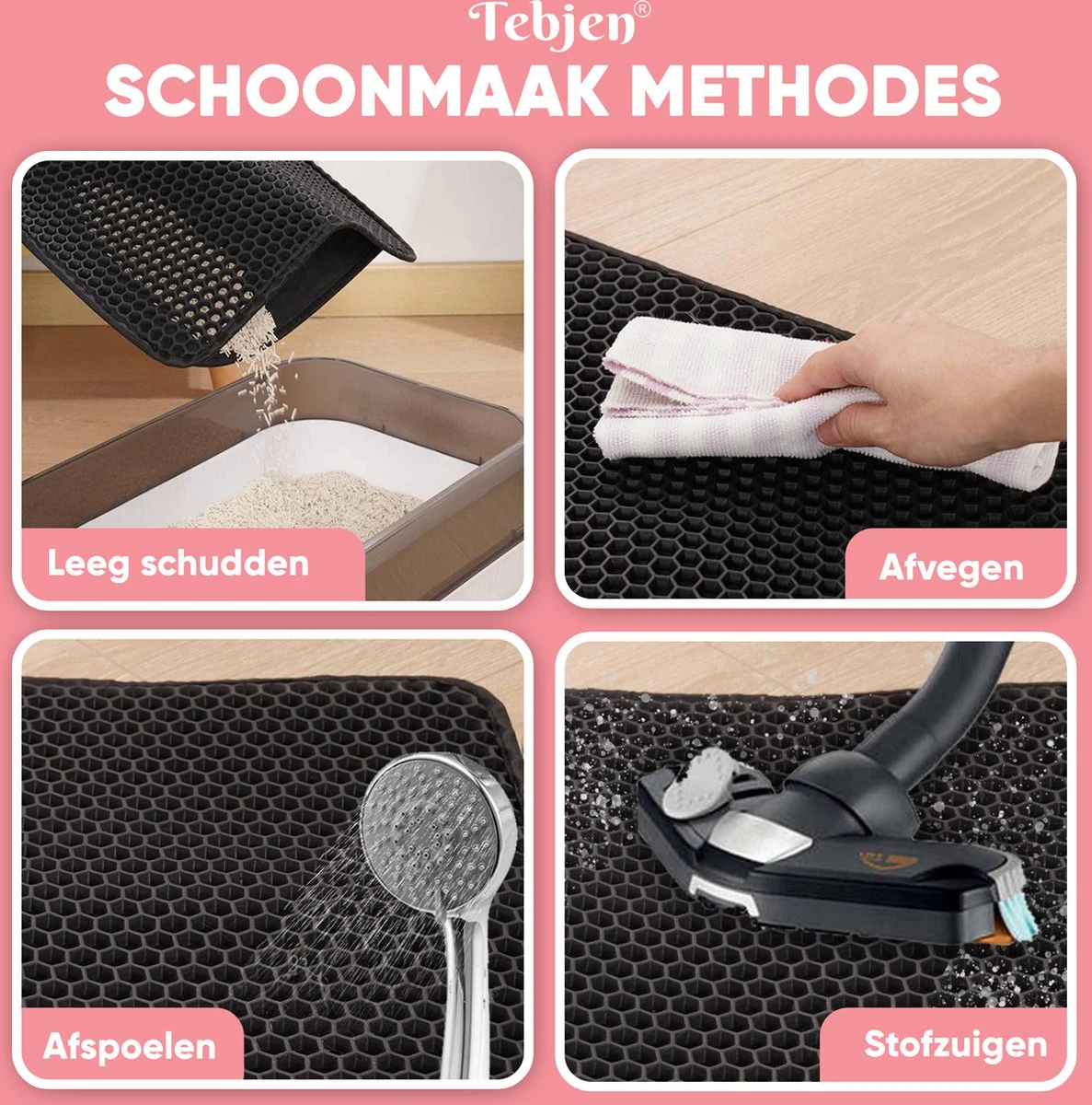 TEBJEN Kattenbakmat – Kattenbak Mat Grit Opvanger - Schoonloop Katten Mat – Dubbele Waterdichte Laag – Uitloopmat Kattenbak – Kattenbak Accessoires - Met Speelgoedmuisje En Schepje - 30cm * 30cm 10 TEBJEN Kattenbakmat – Kattenbak Mat Grit Opvanger - Schoonloop Katten Mat – Dubbele Waterdichte Laag – Uitloopmat Kattenbak – Kattenbak Accessoires - Met Speelgoedmuisje En Schepje - 30cm * 30cm - Afbeelding 8