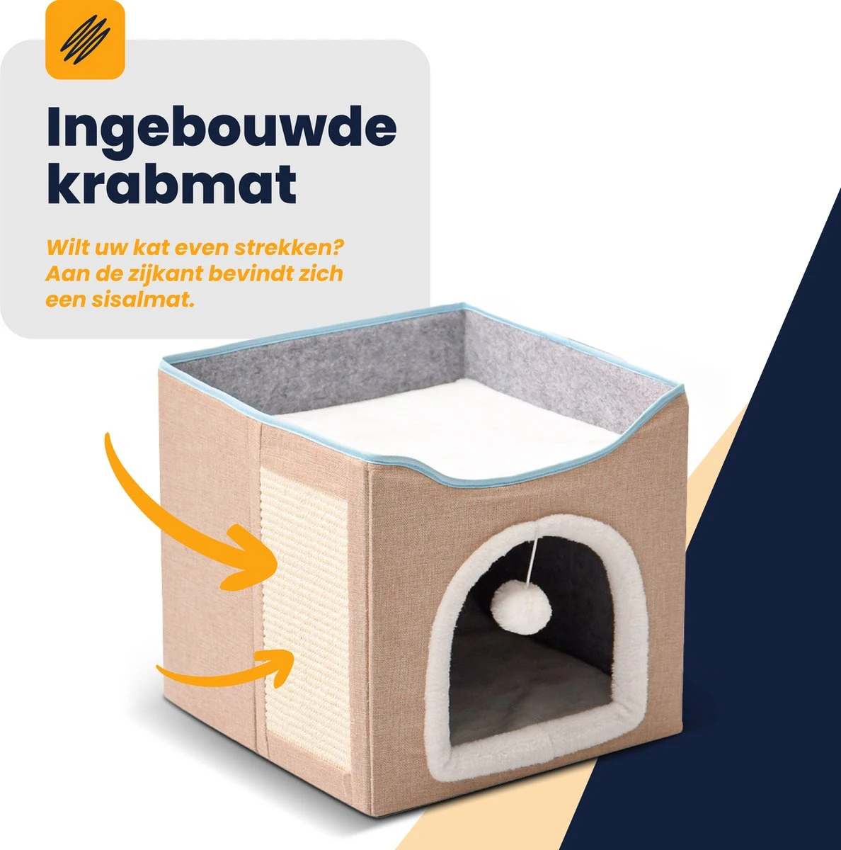 MIRO Katten Huis - Kattenhuizen - Kattenhok - Kattenmand - Dierenhuis - Opvouwbaar - Met Krabmat - Abrikoos 4 MIRO Katten Huis - Kattenhuizen - Kattenhok - Kattenmand - Dierenhuis - Opvouwbaar - Met Krabmat - Abrikoos - Afbeelding 2
