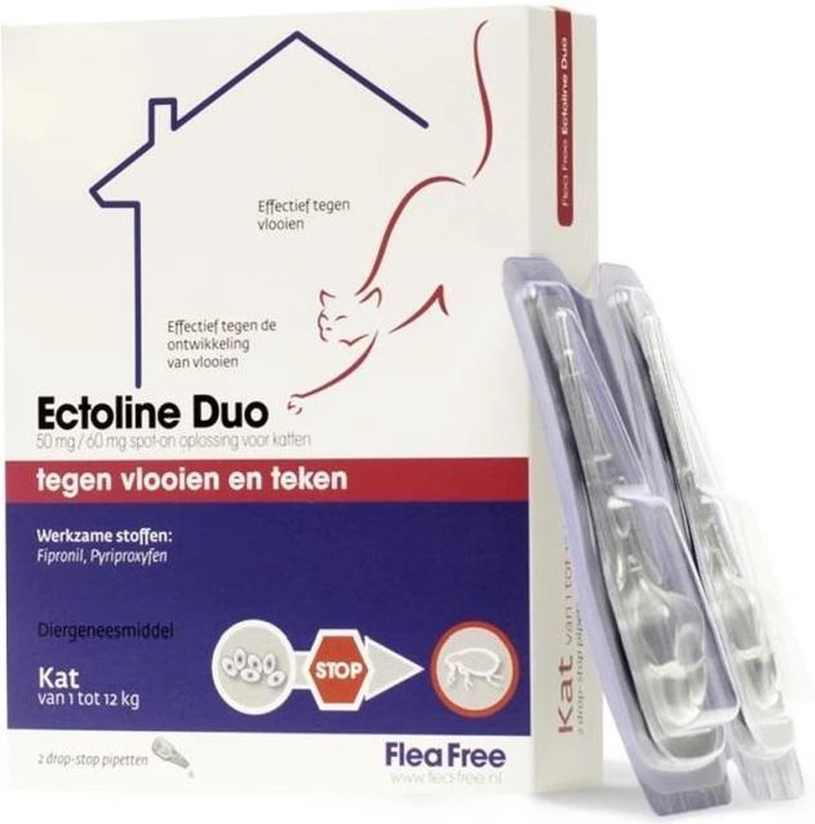 Flea Free Ectoline Duo Kat - Tegen Vlooien En Teken - 2 Pipetten 10 Flea Free Ectoline Duo Kat - Tegen Vlooien En Teken - 2 Pipetten - Afbeelding 8