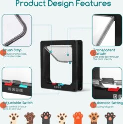 Nobleza Kattenluik Met Tunnel - 4 Vergrendelingsstanden - Weerbestendig - Binnen En Buiten - 28.5 X 25 Cm - Maat XL - Zwart -Kattenproducten 1188x1200 7