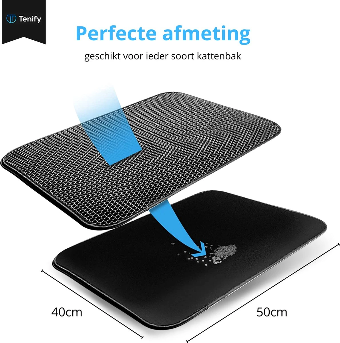 Tenify Kattenbakmat + Extra Kattenbak Schepje - 40 X 50 Cm - Waterdicht - Dubbele Laag - Honingraatstructuur - Uitloopmat - Mat 9 Tenify Kattenbakmat + Extra Kattenbak Schepje - 40 X 50 Cm - Waterdicht - Dubbele Laag - Honingraatstructuur - Uitloopmat - Mat - Afbeelding 7