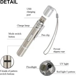 Merkloos Laserpen - Daily Accessoires - USB Oplaadbaar - Kattenspeeltjes - Laserlampje - 7 Verschillende Standen - RVS Zilver - Zaklamp - UV Lamp – Kattenspeelgoed -Kattenproducten 1195x1200 7