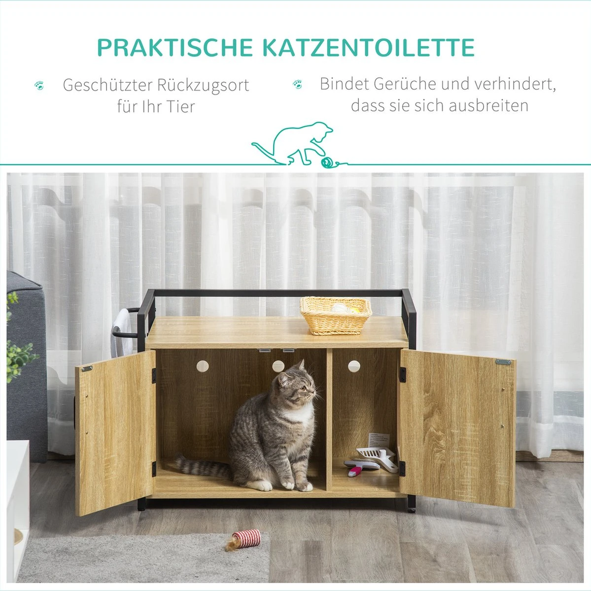 PawHut Katzentoilett Mit Griff D31-053 7 PawHut Katzentoilett Mit Griff D31-053 - Afbeelding 5