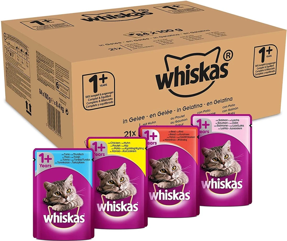 Whiskas 1 - Kattenvoer - Gehydrateerd - In Verschillende Smaken - 84 Stuks (84 X 100 G) 3 Whiskas 1 - Kattenvoer - Gehydrateerd - In Verschillende Smaken - 84 Stuks (84 X 100 G)