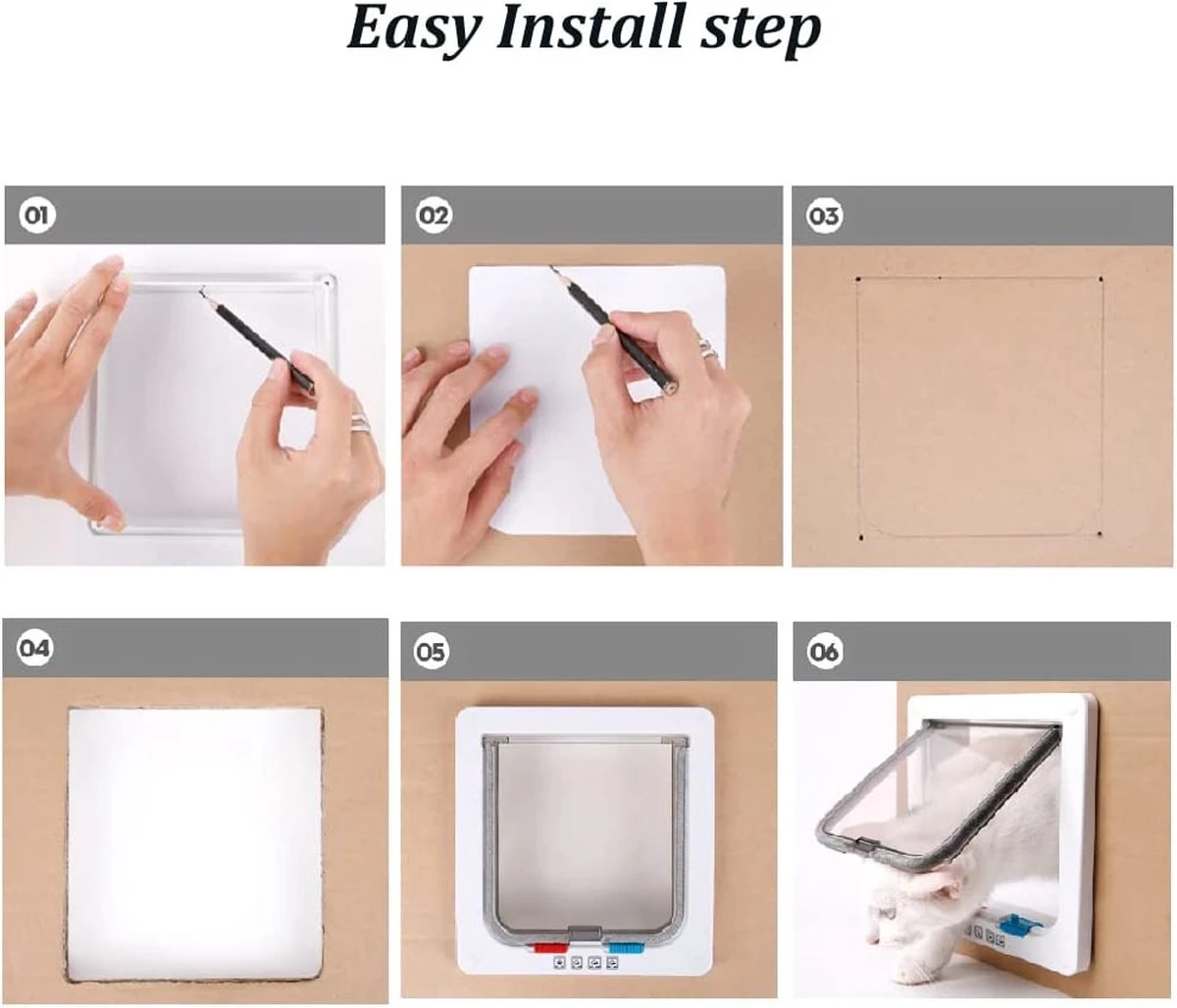 DOWO® - Kattenklep - Kattenluik - Kattenluikje - 4-weg Magneetsluiting Huisdierklep, Eenvoudige Installatie Kattendeur Huisdierendeur Aan De Muur, Houten Deur, Upvc Binnendeur, Baksteenwanden, Houten Deuren (M - Buitenmaat 19 X20 Cm) 10 DOWO® - Kattenklep - Kattenluik - Kattenluikje - 4-weg Magneetsluiting Huisdierklep, Eenvoudige Installatie Kattendeur Huisdierendeur Aan De Muur, Houten Deur, Upvc Binnendeur, Baksteenwanden, Houten Deuren (M - Buitenmaat 19 X20 Cm) - Afbeelding 8