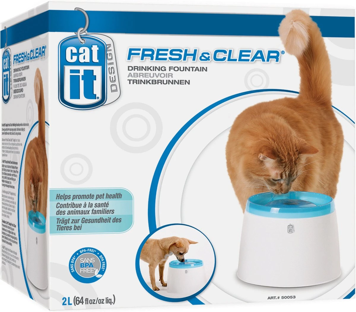 Catit Fresh And Clear - Drinkfontein Kat - Blauw /Wit - 2 L 4 Catit Fresh And Clear - Drinkfontein Kat - Blauw /Wit - 2 L - Afbeelding 2