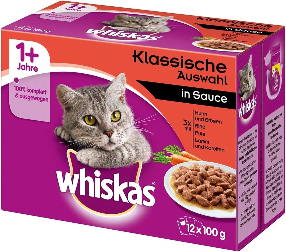 Whiskas Classic Selectie Kattenvoer, Hoogwaardig Nat Voer Voor Volwassen Katten 48 X 100g 3 Whiskas Classic Selectie Kattenvoer, Hoogwaardig Nat Voer Voor Volwassen Katten 48 X 100g