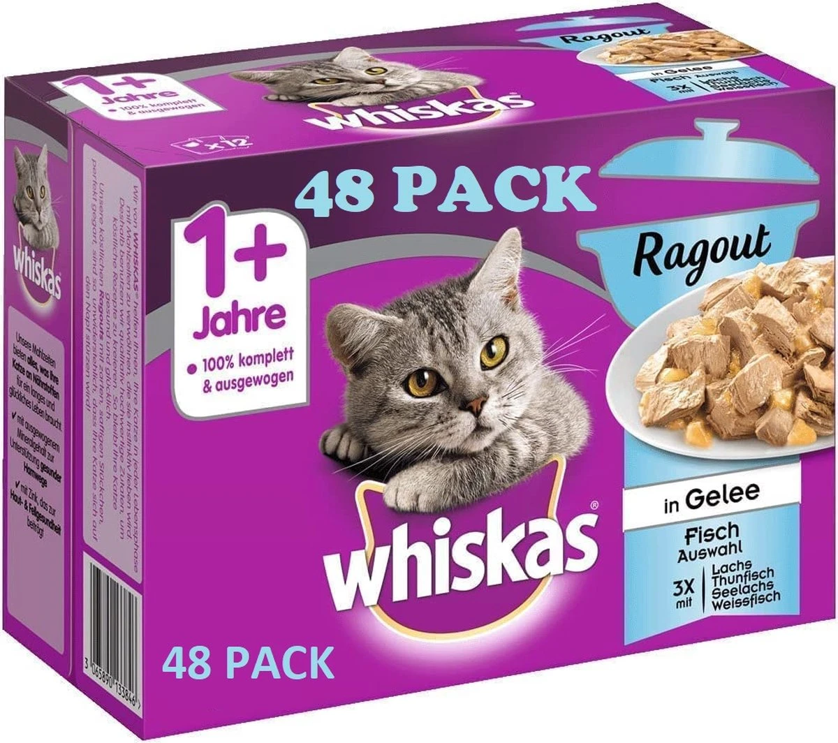 Whiskas 48x85g Ragout Vis - Zalm, Tonijn, Witte Vis 5 Whiskas 48x85g Ragout Vis - Zalm, Tonijn, Witte Vis - Afbeelding 3