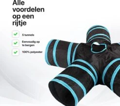 Tavaro Kattentunnel 5 Gangen - Met Speelbal - Kattenspeelgoed - Zwart / Blauw -Kattenproducten 1200x1067 1