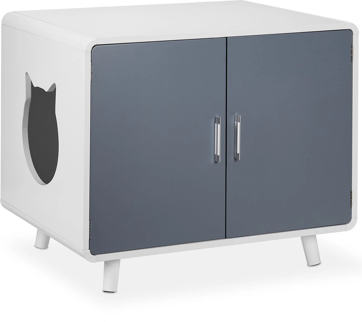 Relaxdays Kattenbak Ombouw Design - Kattenhuis Op Pootjes - Kattenmeubel Wit - Kattenkast 10 Relaxdays Kattenbak Ombouw Design - Kattenhuis Op Pootjes - Kattenmeubel Wit - Kattenkast - Afbeelding 8