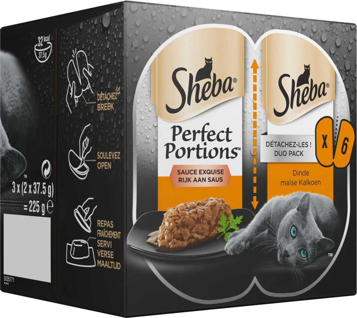 Sheba Perfect Portions In Saus Katten Natvoer - Kalkoen - 8 X 6 Stuks 6 Sheba Perfect Portions In Saus Katten Natvoer - Kalkoen - 8 X 6 Stuks - Afbeelding 4