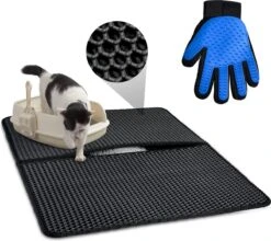 Merkloos Tastelio XXL Kattenbakmat 75x55cm - Groot Kattenbak Mat Met Innovatieve Honingraatstructuur - Dubbele Waterdichte Laag - Katten Bak Mat Met Eenvoudige Reiniging Grit Opvanger -Kattenproducten 1200x1071 1