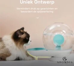 AdomniaGoods - Automatische Katten Voerbak - Antislip Honden Voerbak - Unique Transparant/grijs Design - Altijd Hygiënisch Schoon Water! -Kattenproducten 1200x1075