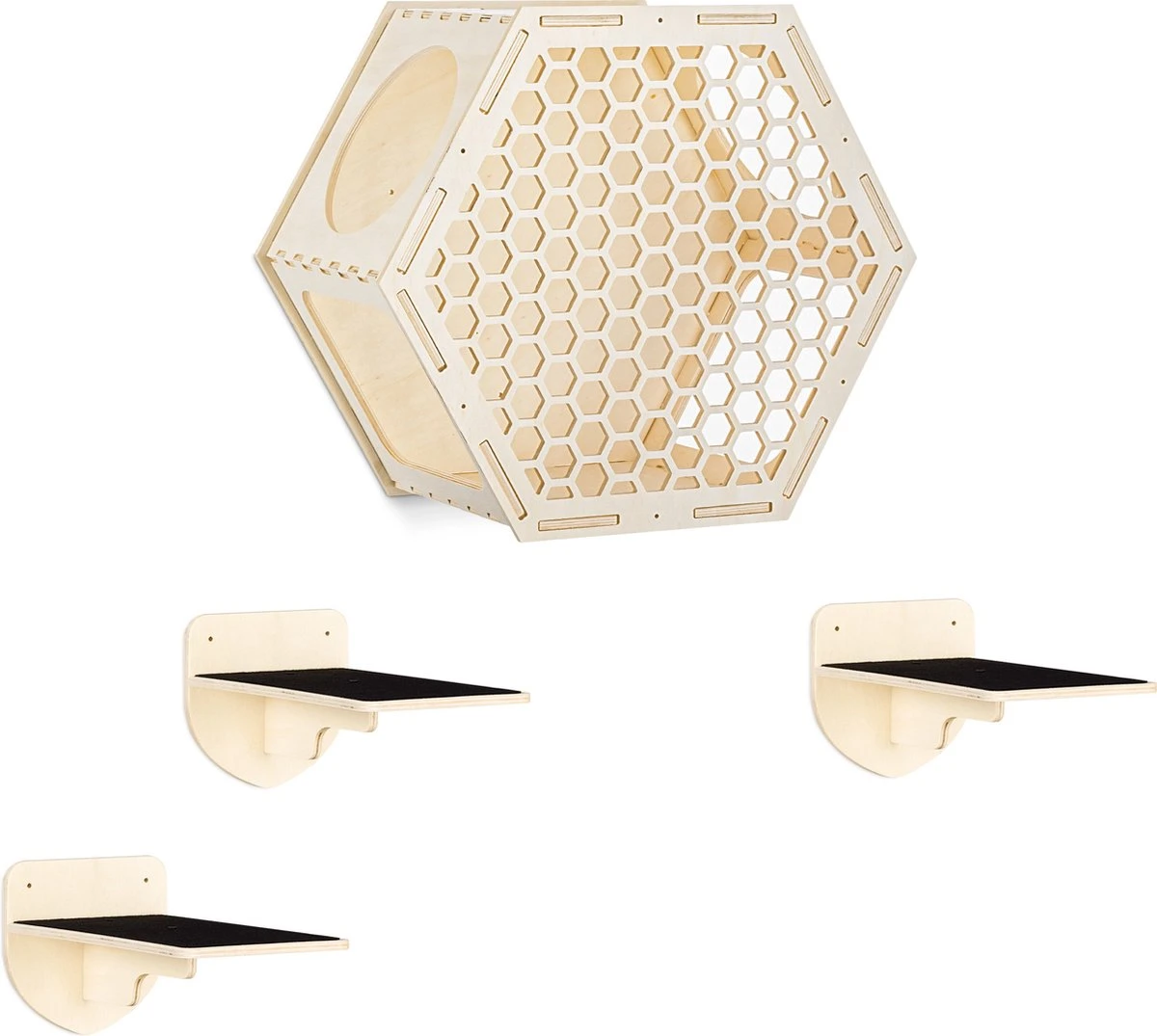 Navaris Katten Klimwand 4-delige Set - Katten Klimmuur Voor Binnenshuis - Kattenmeubel Met Wandmontage - Met Drie Plankjes Voor Meer Klimplezier 3 Navaris Katten Klimwand 4-delige Set - Katten Klimmuur Voor Binnenshuis - Kattenmeubel Met Wandmontage - Met Drie Plankjes Voor Meer Klimplezier