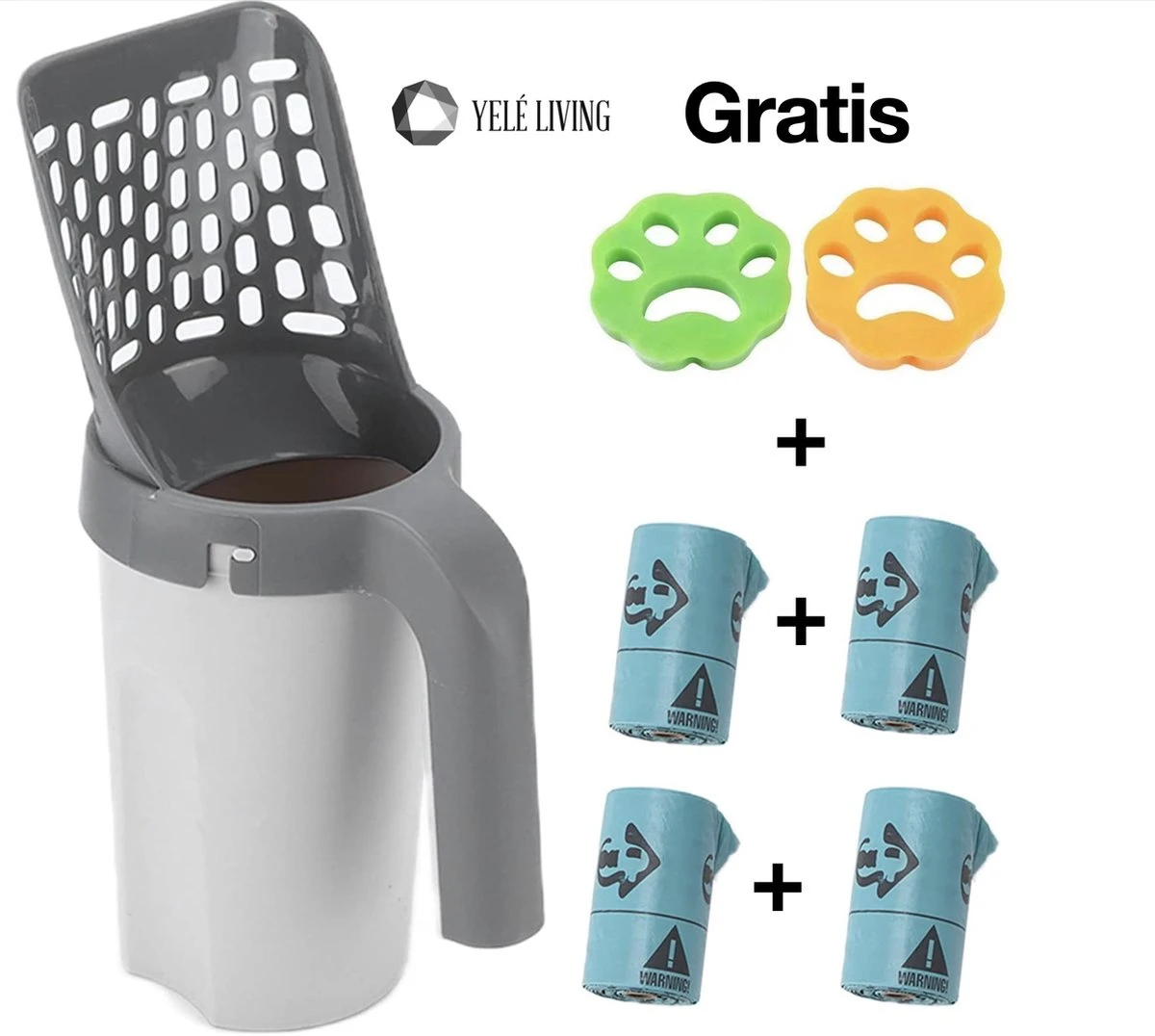 YELÉ LIVING – Kattenbakschep – Haarverwijderaar - Cat Litter Scoop – Kattenbakschep Met Container – Katten – Kattenbak – Grijs/wit – Kattenbak Schep – Grind – Kattengrind – Kattenbak Grind – Poep Zakjes – Afvalcontainer - All-in-1 Kattenbakschep 2 YELÉ LIVING – Kattenbakschep – Haarverwijderaar - Cat Litter Scoop – Kattenbakschep Met Container – Katten – Kattenbak – Grijs/wit – Kattenbak Schep – Grind – Kattengrind – Kattenbak Grind – Poep Zakjes – Afvalcontainer - All-in-1 Kattenbakschep