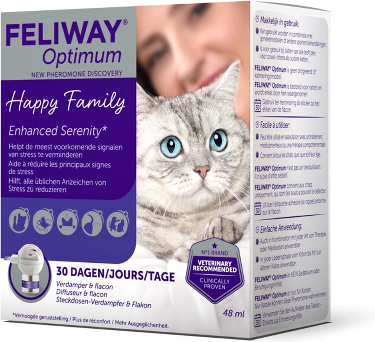Feliway Optimum - Startset - 1 Verdamper Met 1 Vulling - 48 Ml - Anti-stress Voor Kat 7 Feliway Optimum - Startset - 1 Verdamper Met 1 Vulling - 48 Ml - Anti-stress Voor Kat - Afbeelding 5