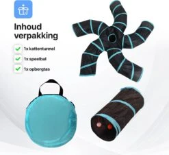 Tavaro Kattentunnel 5 Gangen - Met Speelbal - Kattenspeelgoed - Zwart / Blauw -Kattenproducten 1200x1096 5