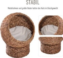 PawHut Kattenmand Rotan Kattennest Kattenbed Met Kussen Huisdierbed Bruin D30-104 18 PawHut Kattenmand Rotan Kattennest Kattenbed Met Kussen Huisdierbed Bruin D30-104 -Kattenproducten 1200x1096 6