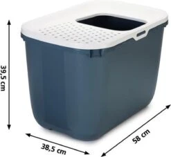 Savic Hop In Kattenbak - Steenblauw/wit -Kattenproducten 1200x1102 3