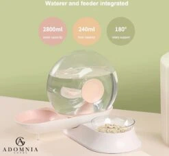 AdomniaGoods - Automatische Katten Voerbak - Antislip Honden Voerbak - Unique Transparant/grijs Design - Altijd Hygiënisch Schoon Water! -Kattenproducten 1200x1104