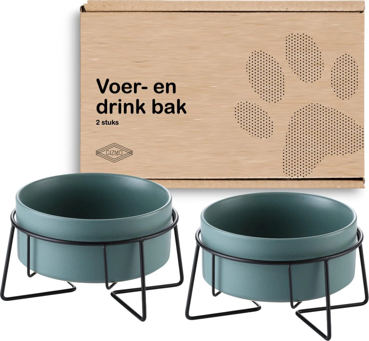 GIZMO 2x Voerbak Kat - 400 Ml - Groen - Keramische Drink- & Voerbakken Met Standaard - 13 Cm - 2 Stuks 12 GIZMO 2x Voerbak Kat - 400 Ml - Groen - Keramische Drink- & Voerbakken Met Standaard - 13 Cm - 2 Stuks - Afbeelding 10