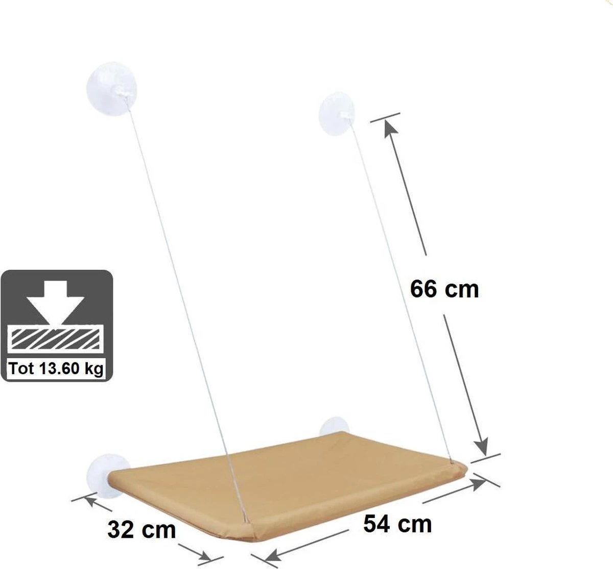 Merkloos Kattenhangmat Voor Raam - Hangmat Kat - Kattenmat - Kattenmand Raam - Kattenmand - Kattenspeeltjes - Beige - Voor Grote & Kleine Katten - Tot 20 KG 6 Merkloos Kattenhangmat Voor Raam - Hangmat Kat - Kattenmat - Kattenmand Raam - Kattenmand - Kattenspeeltjes - Beige - Voor Grote & Kleine Katten - Tot 20 KG - Afbeelding 5