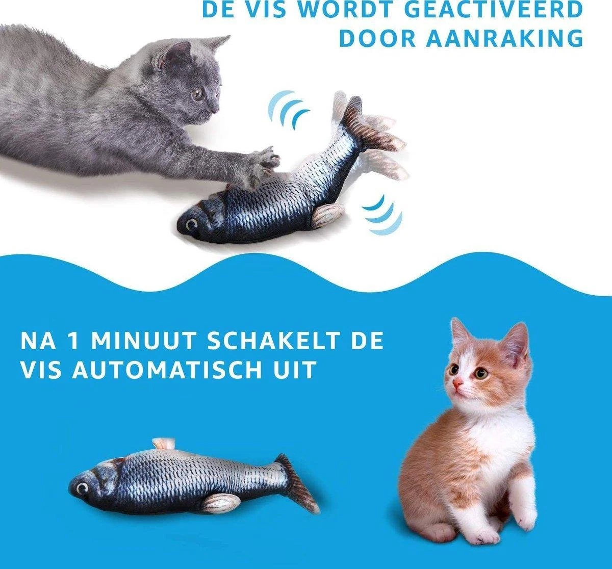 TwinQ Dansende Vis - Bewegende Vis Met Kattenkruid - Kattenspeeltjes - USB Oplaadbaar - Speelgoed Voor Katten - Incl. Kattenlampje 5 TwinQ Dansende Vis - Bewegende Vis Met Kattenkruid - Kattenspeeltjes - USB Oplaadbaar - Speelgoed Voor Katten - Incl. Kattenlampje - Afbeelding 3