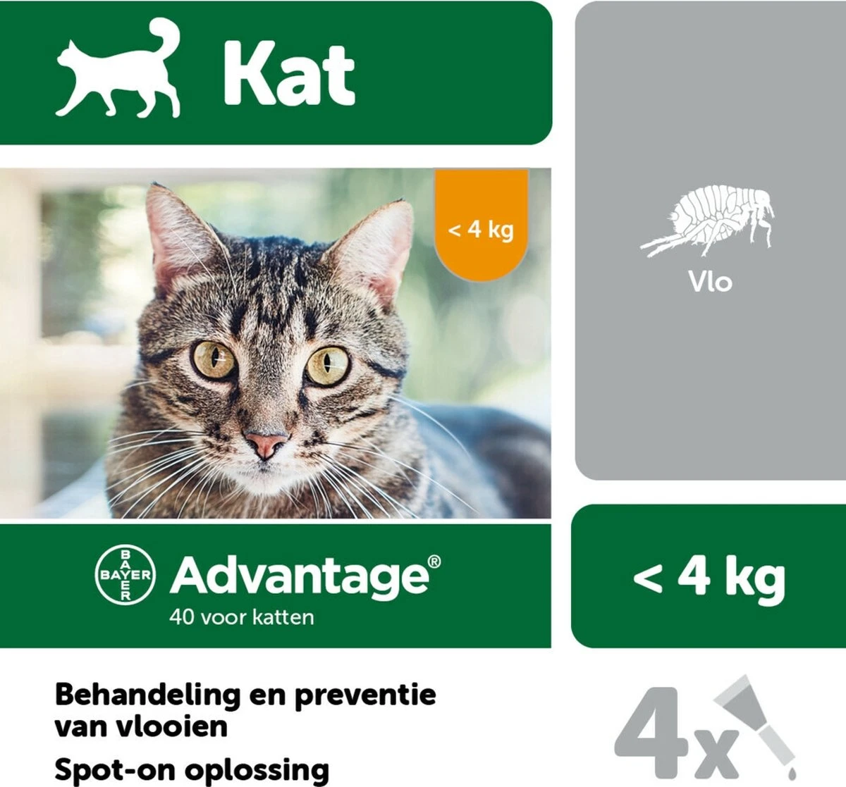 Bayer Advantage 40 Tegen Vlooien - <4kg - 4 X 0,4 Ml - Adult 6 Bayer Advantage 40 Tegen Vlooien - <4kg - 4 X 0,4 Ml - Adult - Afbeelding 4