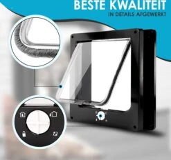 Gluxury Kattenluik Zwart Met Tunnel - 4 Vergrendelingsstanden - Weerbestendig - Binnen En Buiten - Maat L - Nederlandse Handleiding -Kattenproducten 1200x1126