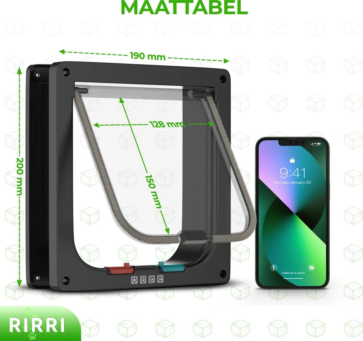 Rirri Kattenluik Met Tunnel - 4 Vergrendelingsstanden - Weersbestendig - Binnen En Buiten - Maat M - Zwart - 19 X 20 Cm 4 Rirri Kattenluik Met Tunnel - 4 Vergrendelingsstanden - Weersbestendig - Binnen En Buiten - Maat M - Zwart - 19 X 20 Cm - Afbeelding 2