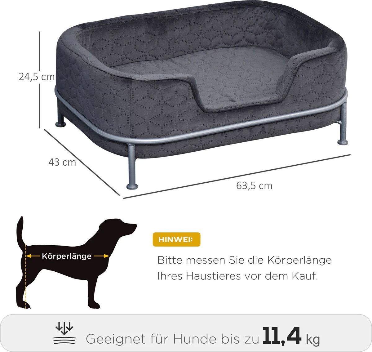 PawHut Hondenbank Met Rugleuning Huisdierenbank Met Metalen Poten Hondenbed Kattenbank D04-157 4 PawHut Hondenbank Met Rugleuning Huisdierenbank Met Metalen Poten Hondenbed Kattenbank D04-157 - Afbeelding 2
