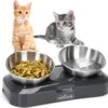 Nobleza Katten Voerbakjes - Ergonomische Dubbele Voerbak - Anti Braak Voerbak Voor Katten - Zwart - Dubbel - RVS -Kattenproducten 1200x1136