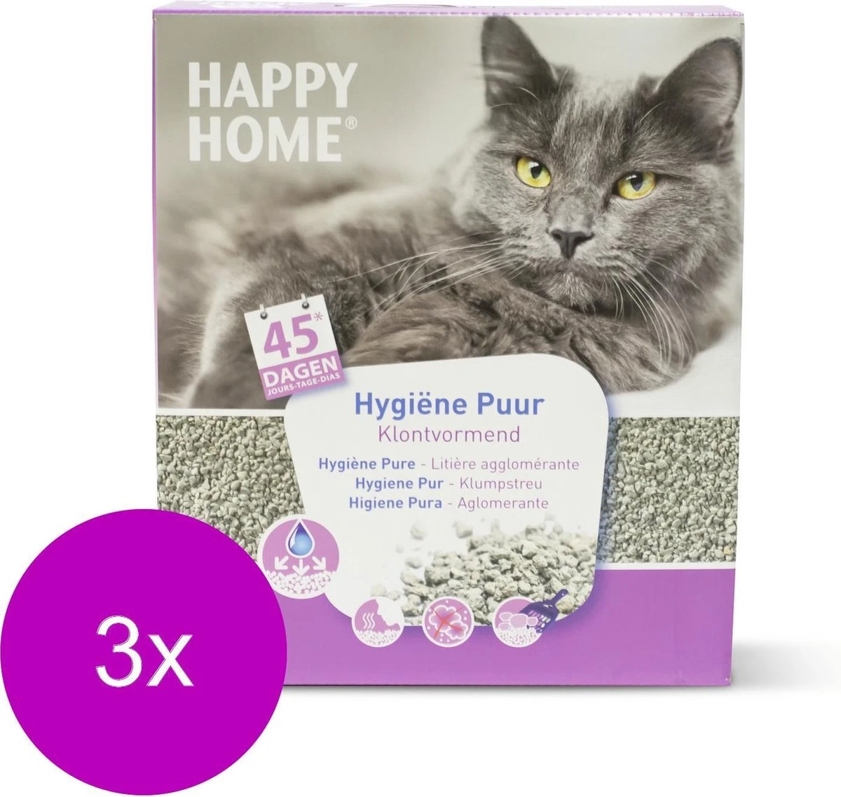 Happy Home Solutions Ultra Hygienic Pure - Kattenbakvulling - 3 X 10 L 4 Happy Home Solutions Ultra Hygienic Pure - Kattenbakvulling - 3 X 10 L - Afbeelding 2